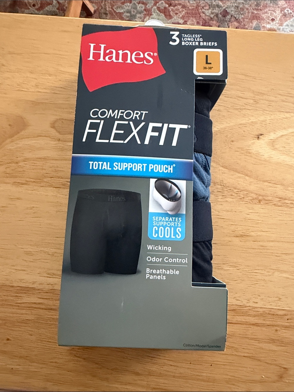 Hanes Comfort FlexFit Boxer Briefs - Black & Blue - Large